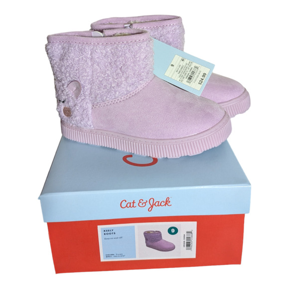 NWT, Cat & Jack Zip Up Toddler Boots. Light Purple With Fleece, Toddler Size 9 - Picture 2 of 7